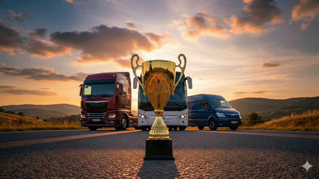 Premio National Transport Awards con tre veicoli MAN sullo sfondo