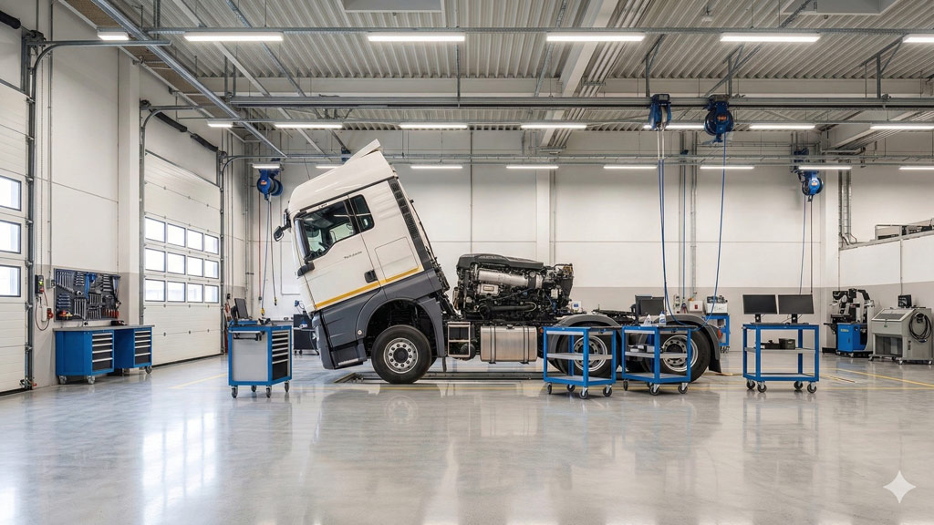 MAN TGX in officina nella sede di Schweinfurt