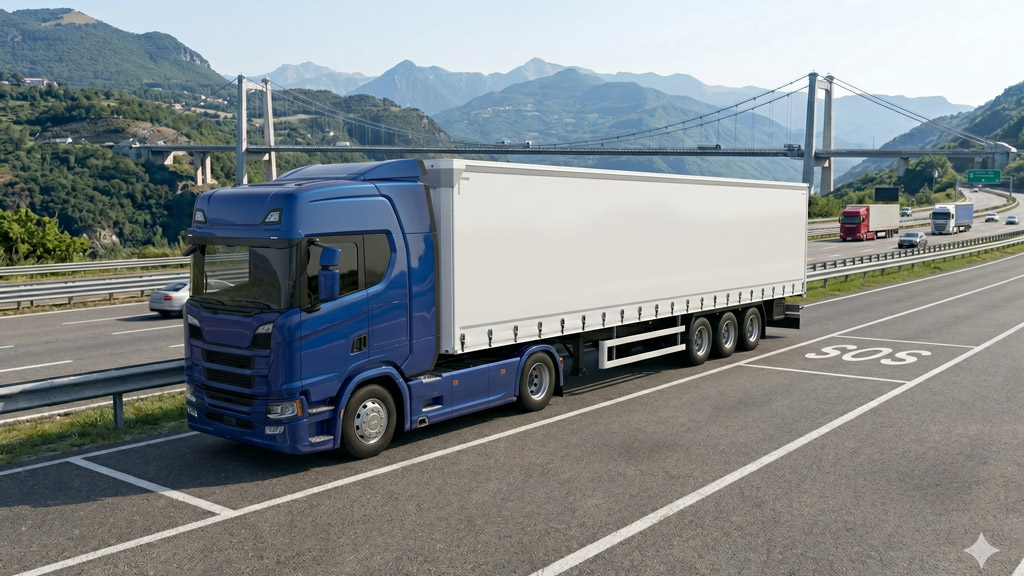 Camion elettrico in sosta su autostrada senza ricarica (1)