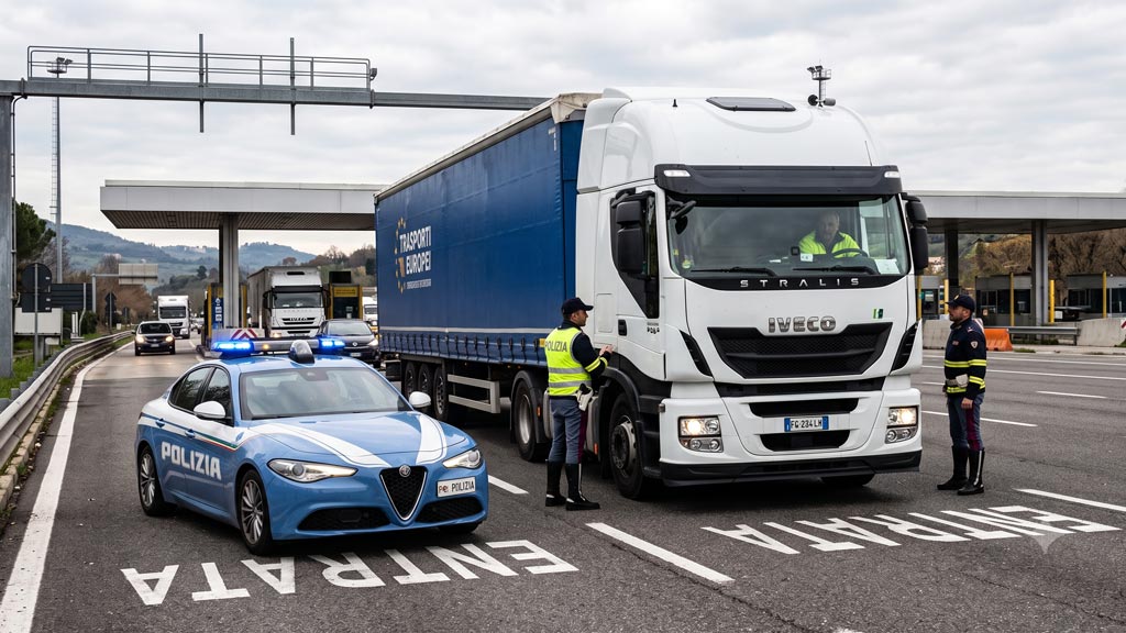 Camion fermo su autostrada durante divieto di circolazione