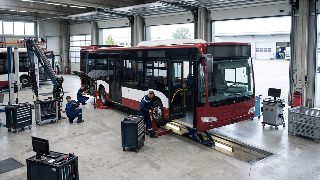 Autobus Mercedes Benz in assistenza presso centro OMNIplus