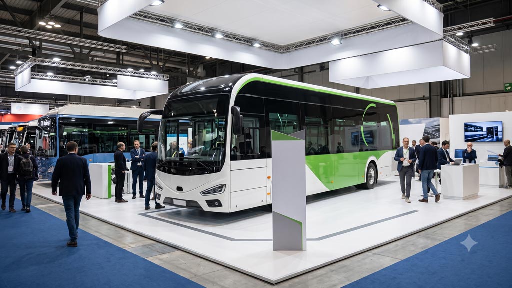 Autobus interurbano elettrico Irizar in esposizione