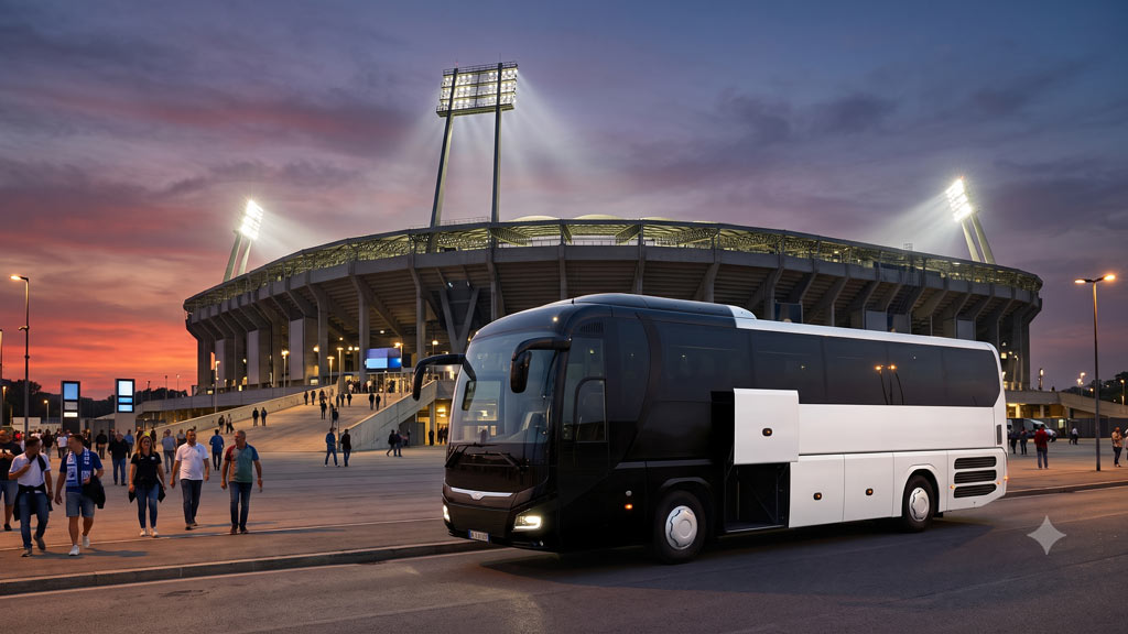 Pullman MAN squadra calcio parcheggiato allo stadio