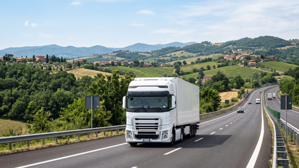 Camion pesante in transito su autostrada europa