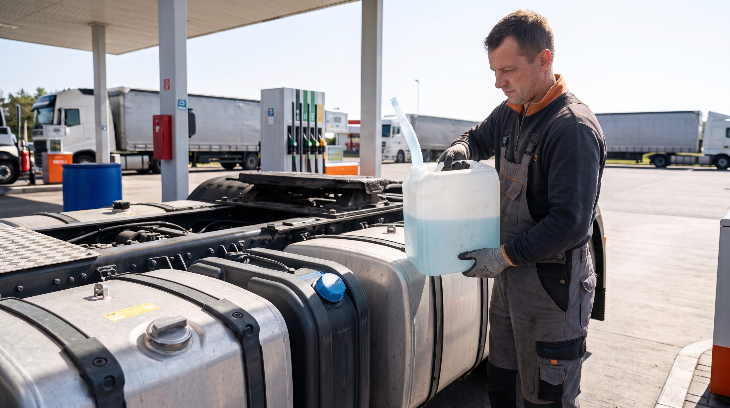 Serbatoio AdBlue di un camion in rifornimento
